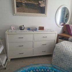 White Dresser, Desk & Corner Shelf 