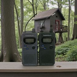 (Lot Of 2) Vintage RADIO SHACK Personal FM Transceivers Walkie Talkie Radios. Powers On, No other testing done. Battery door difficulties. One has dam