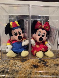 Disney Mickey & Minnie Chinese Costume Bean Bag Plush Set