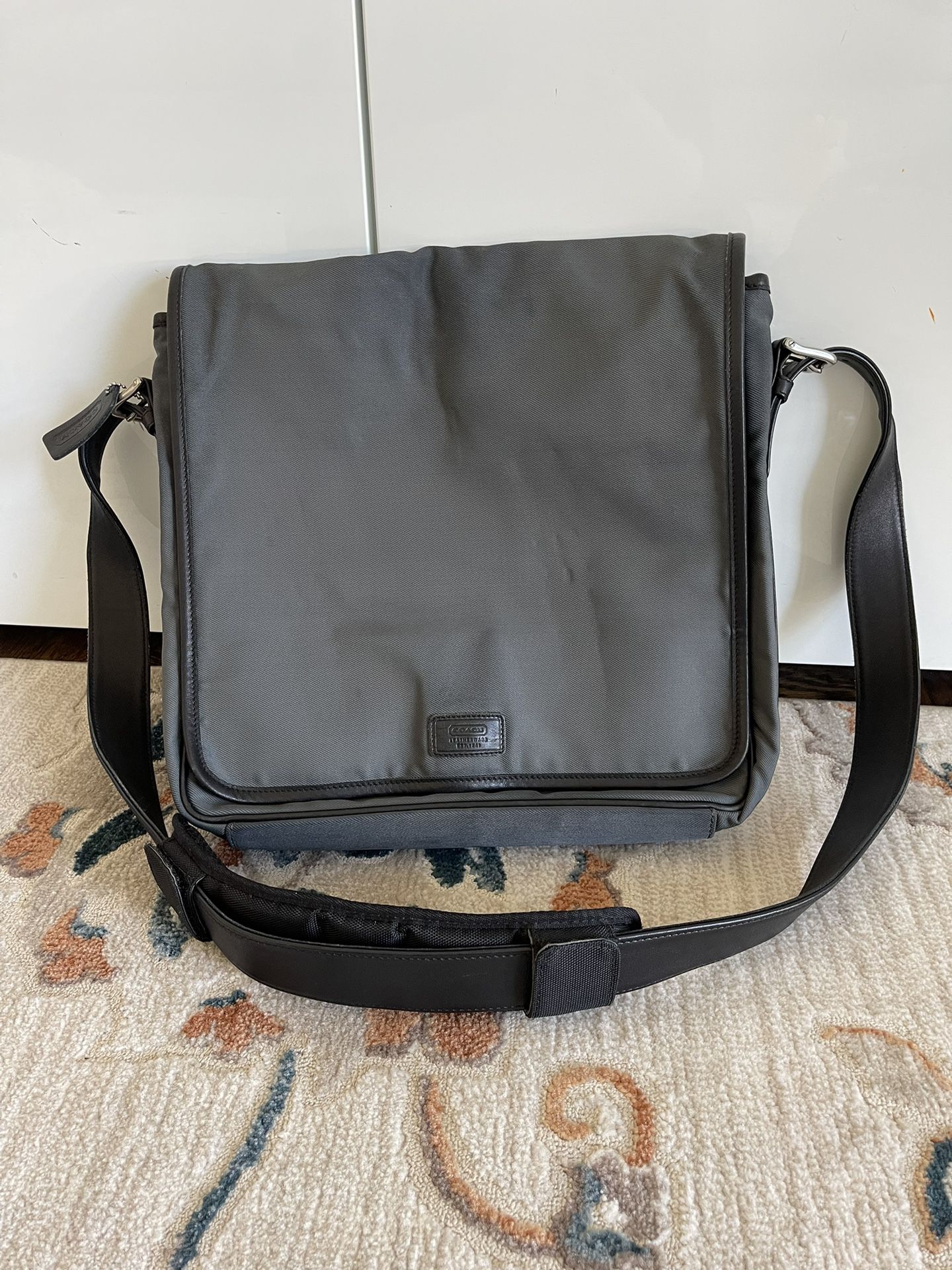 Coach Messenger Bag AIL - 5109 leather trim blue gray