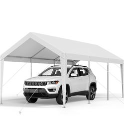 1664c  Carport, 10 x 20 FT Outdoor Car Canopy, Potable Carport, Heavy Duty Galvanized Cars Shelter, UV-Resistant & Water-Resistant, All-Season Protect