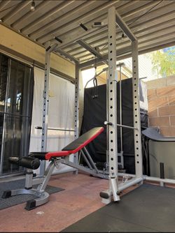 Squat rack with weight bench