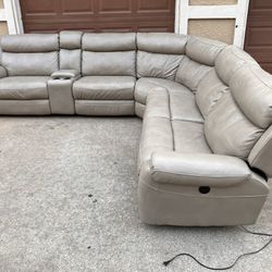 Leather Electric Recliner Sectional Couch