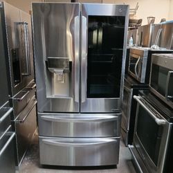 Refrigerator Lg 4 Door With Fast Door Glass On Stainless Steel 40 Days Warranty 