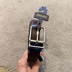 Coach Men’s Leather Belt – Mahogany/Brown (F55158) + Dust Bag (New)