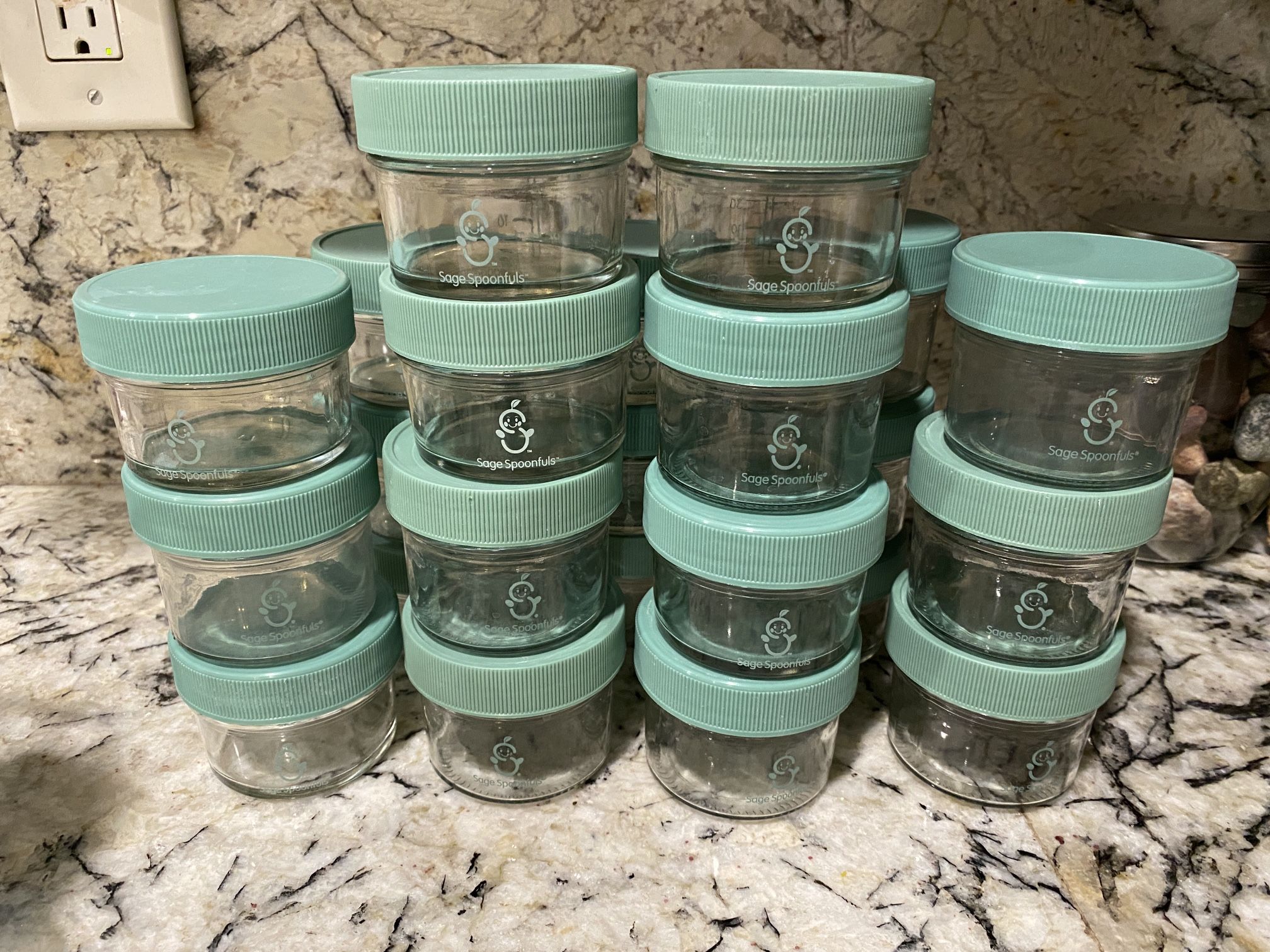 Sage Spoonfuls Glass Baby Containers Plastic Lids