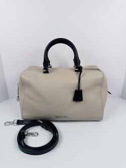 Michel Kors Kirby Large Satchel Bag Cream/Black Leather