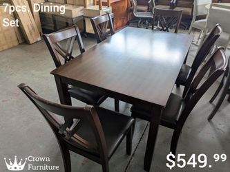 Brown 7pcs. Dining Set