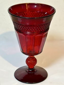 1960s-‘70s Viking Glass “Mt. Vernon” Ruby Red Panel Goblet