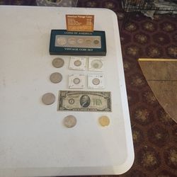 Coins And $10 Bill 