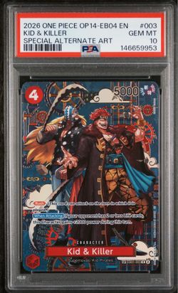 2026 ONE PIECE OP14-EB04-THE AZURE SEA'S SEVEN #003 KID & KILLER PSA 10