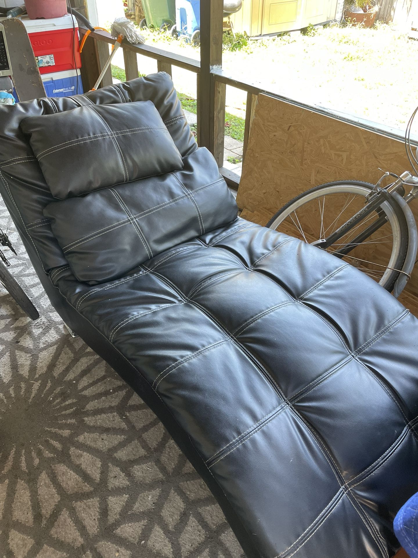 Leather Lounge Chair And Storage Ottoman