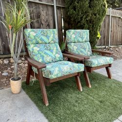 Pair (2) Redwood Vintage Solid Wood Arm Chair Outdoor Patio Furniture