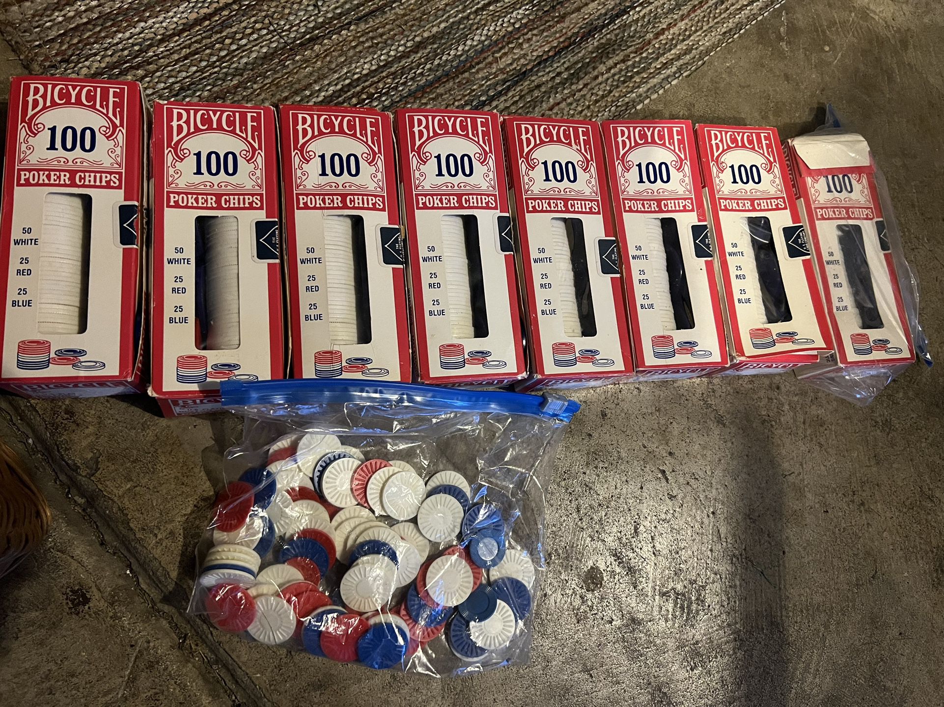 Bicycle 100 Poker Chips, 7 Packs, Additional Smaller Chips