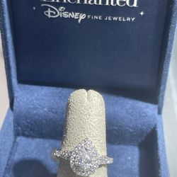 Enchanted Disney Ariel 1 CT. T.W. Pear-Shaped Diamond Double Frame Shell Engagement Ring in 14K Two-Tone Gold