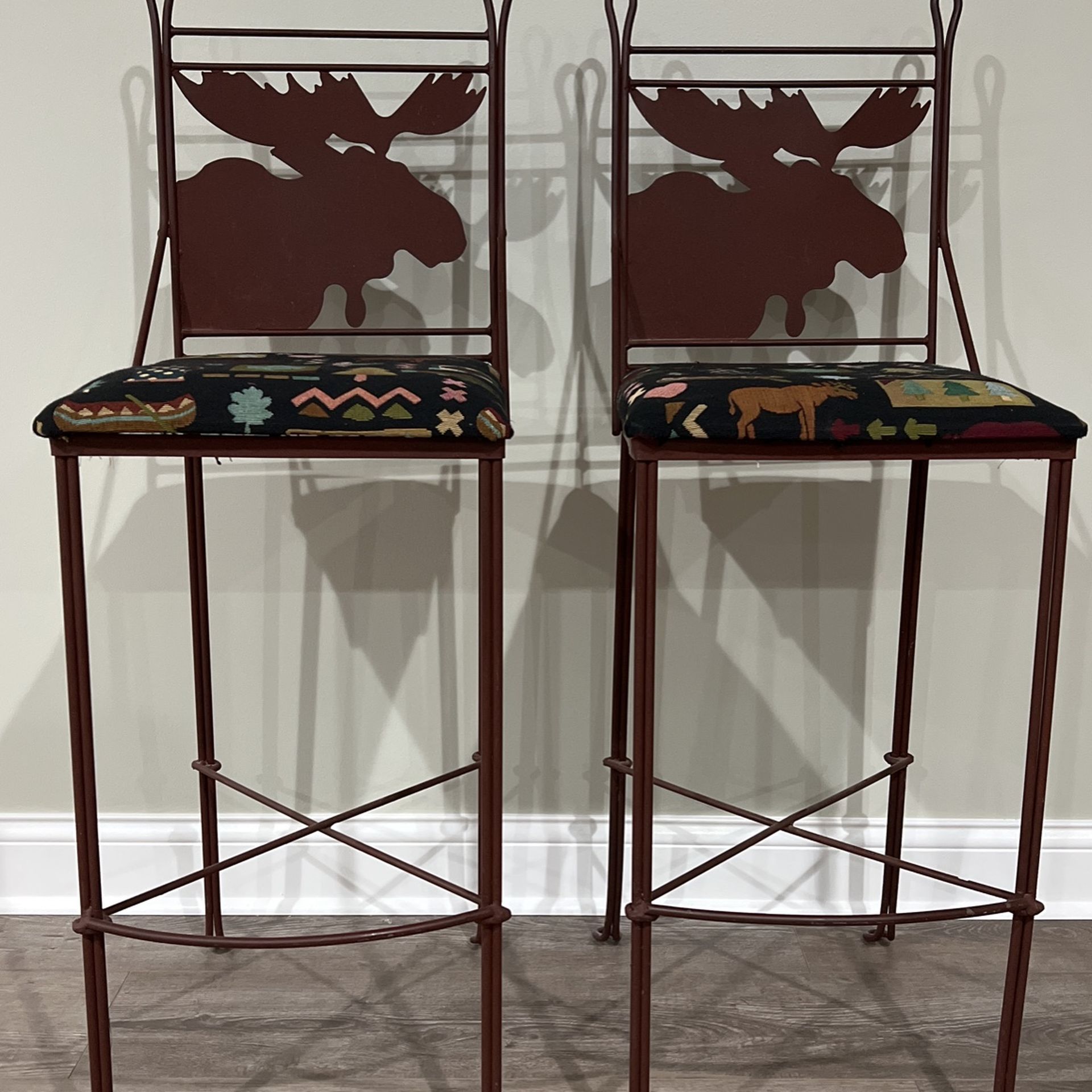 2 - Vintage Teena Iron Works Moose Steel Framed Bar Stool