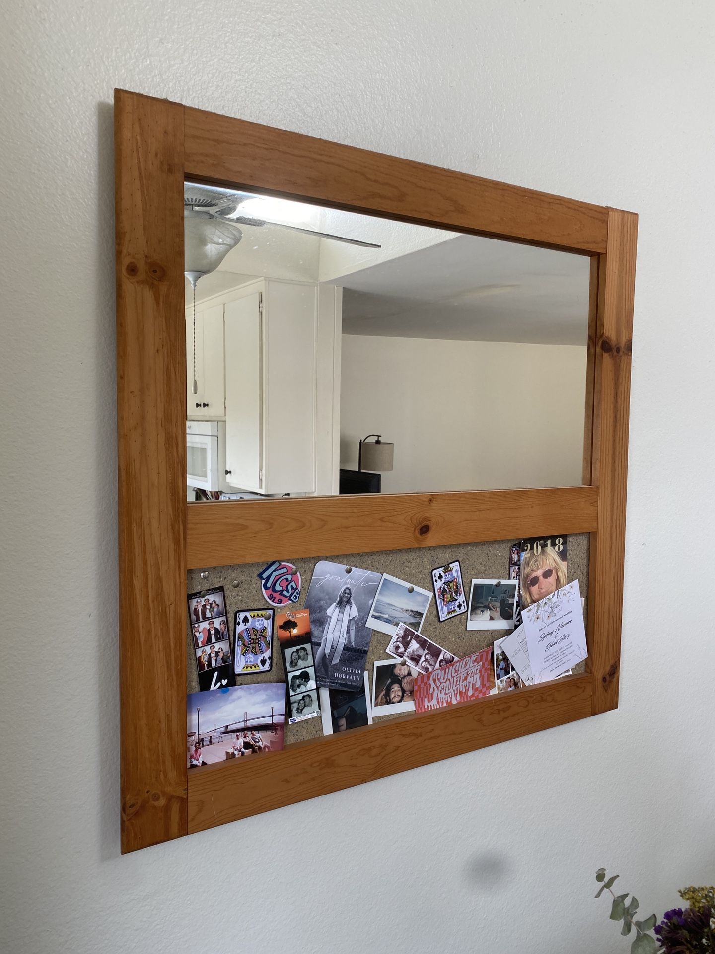 Mirror with Cork Board