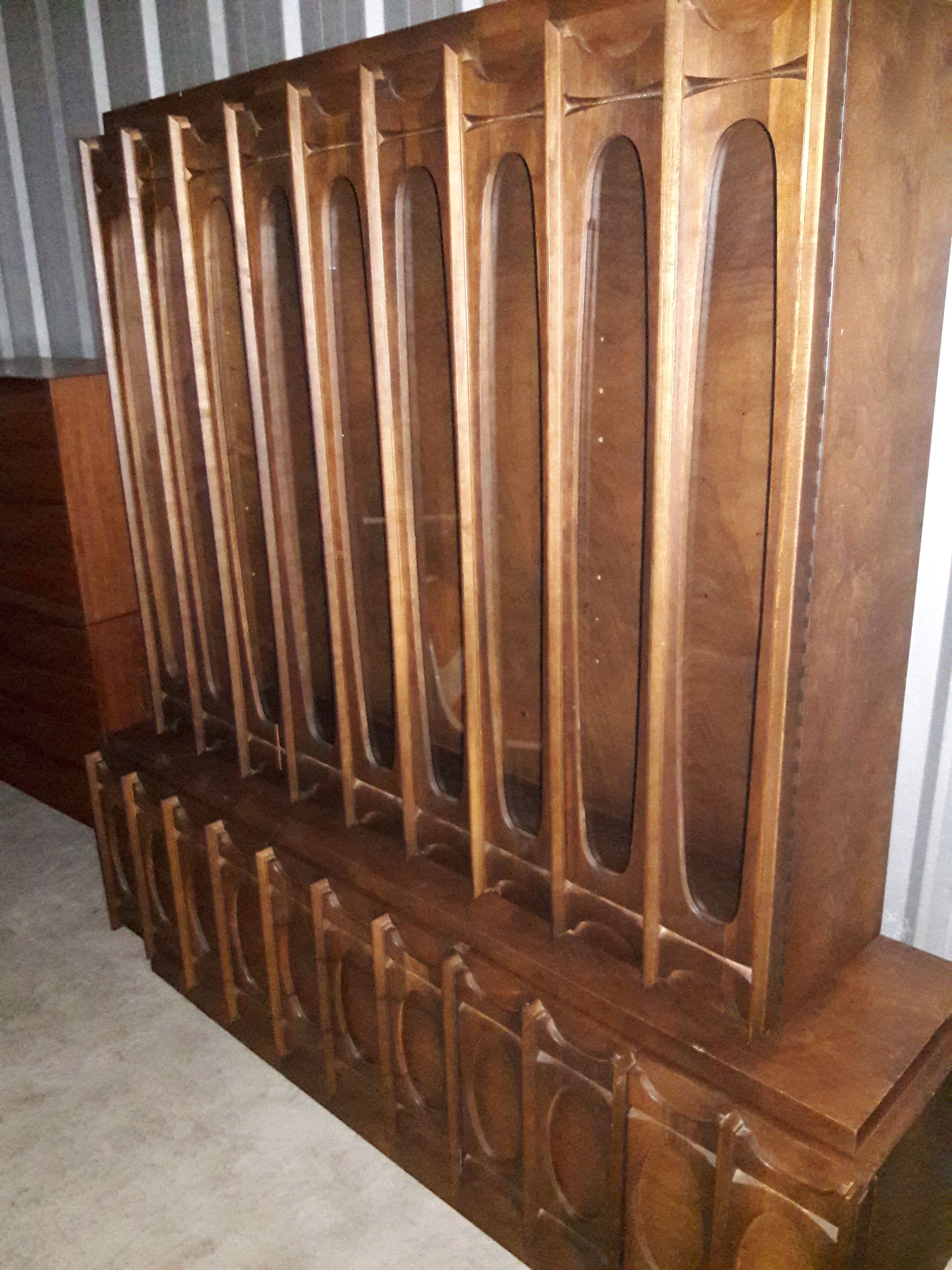 Mid century monumental Brutalist sculpted credenza hutch by Tobago furniture Canada