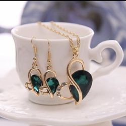 Austrian Love Heart Gold Plated Jewelry Set 