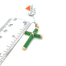 14kt Gold Rounded Small Green Jade Cross Pendant 1.82grams 153497 5