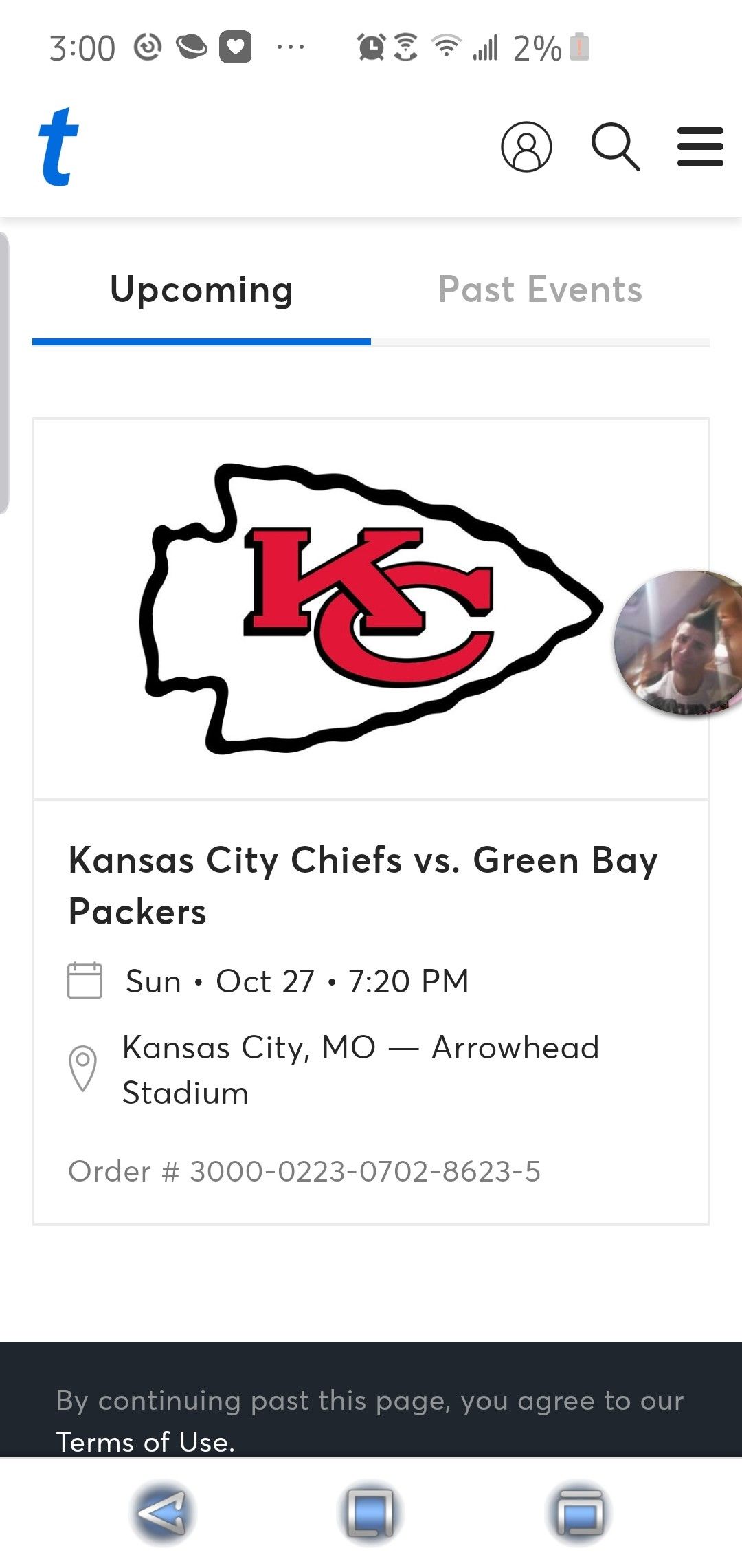 Kansas city chiefs packers tickets 1 left