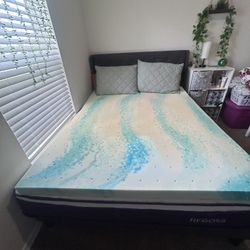 Queen Bed Frame/Mattress/Topper