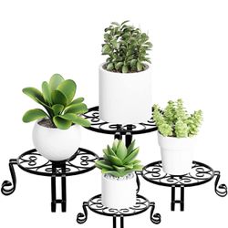 New in box 4 Pcs Metal Plant Stands for Indoor & Outdoor Plants, Flower Pot Planter Holder, Metal Rustproof Iron Garden Container Round Supports Rack 