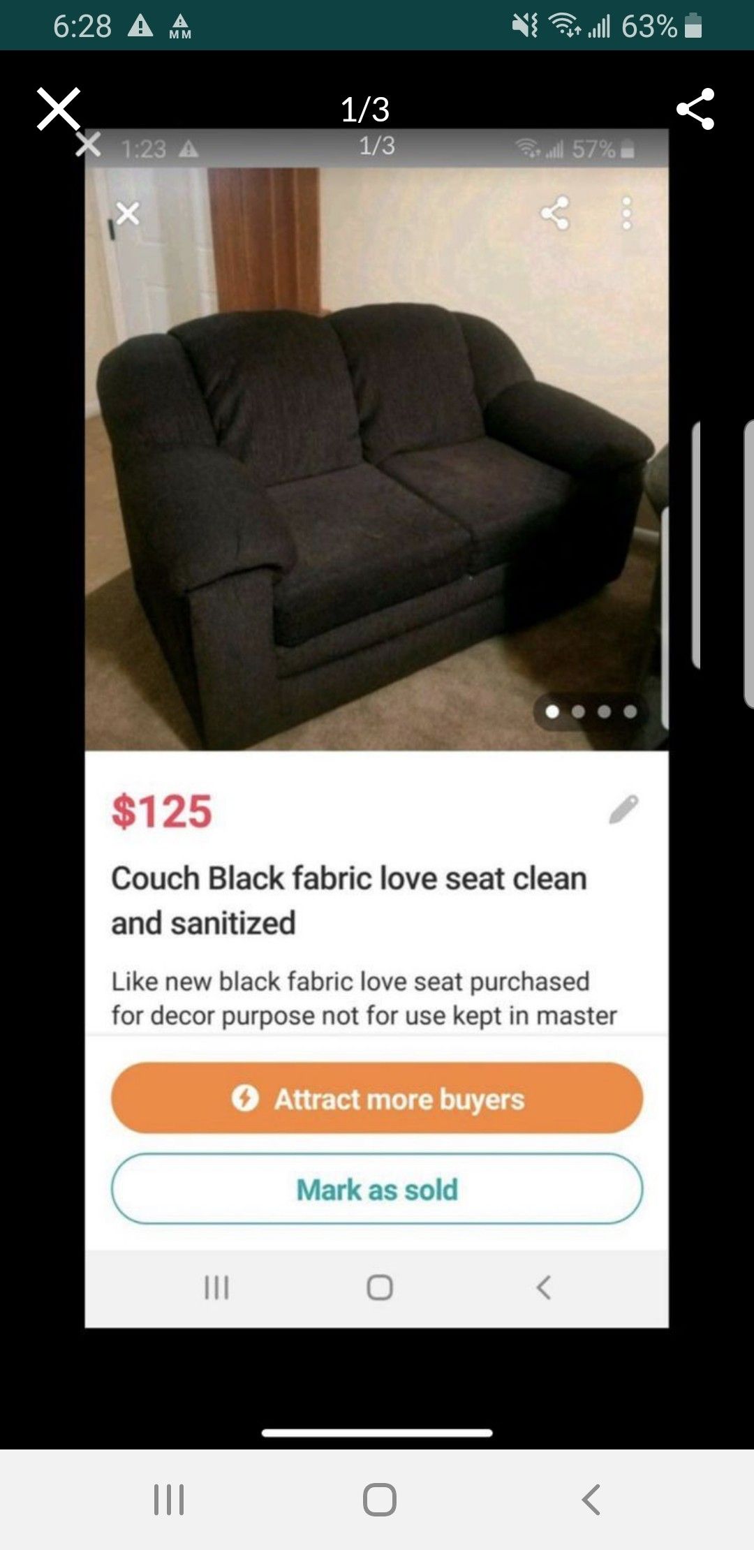 Black love seat couch