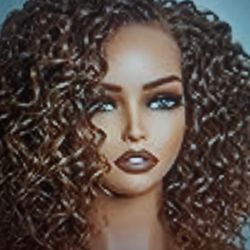 Honey Colored Shaggy Curly Wig