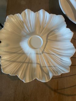 White Ceramic Scalloped Serving Platter