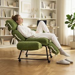 Brand New in box KEEZY Green Mid-Century Modern 2-in-1 Recliner Swivel Chair with Footrest & Wheels