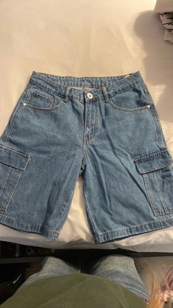 Light Wash Denim Cargo Shorts