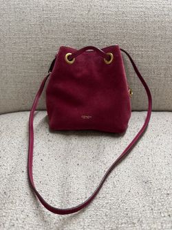 Coach Suede Drawstring Bucket Bag — Berry/Pink with Brass Hardware