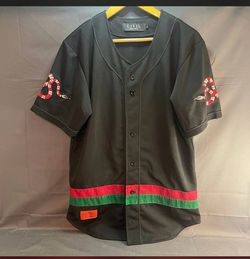 Civil Regime Black Baseball Jersey Men's Size L Button Up Double Snakes Embroidery - Hard To Find Early Civil Regime