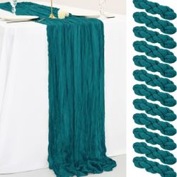 10 ft. Teal Cheesecloth Table Runner Chair Sash Bow Sheer New (10 pack)