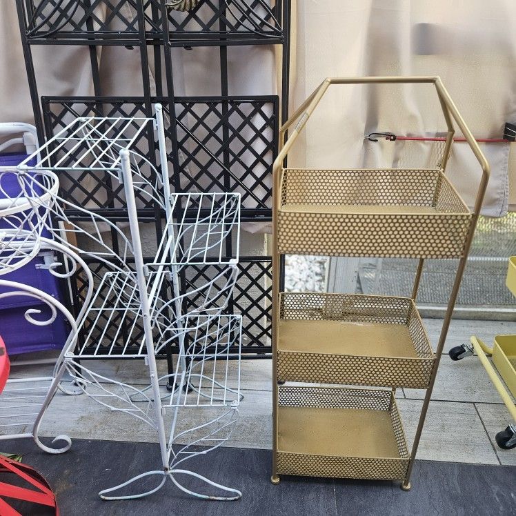 2  METAL SHELVES FOR PLANTS OR ETC. $19 ,each