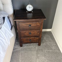 Pottery Barn Mason Bedside Table in a dark wood finish x2