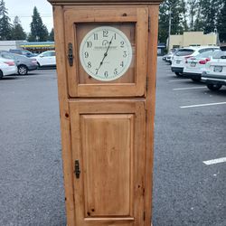 Rustic Pine Cupboard With Clock That Is Removeable