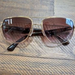 Authentic Ray-Ban RB3483 Aviator Square Sunglasses - Gold/Brown Gradient