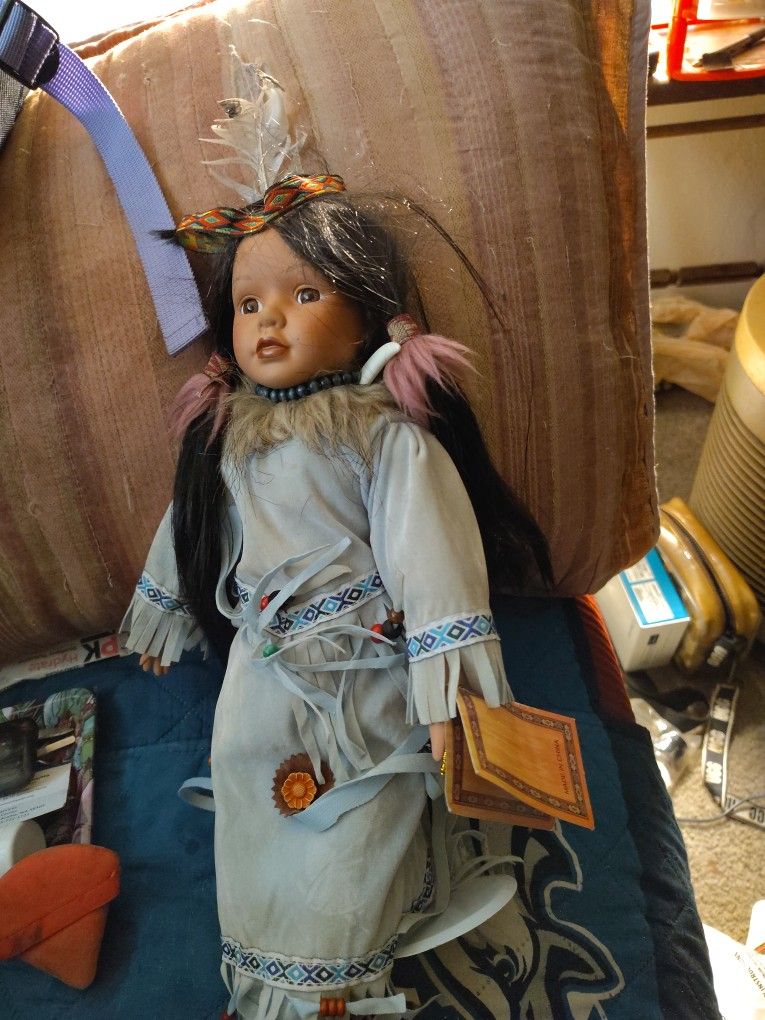 Tall Native American Porcelain Doll