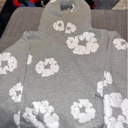 Grey Denim Tear Hoodie