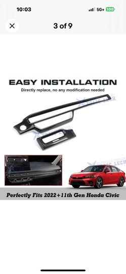 2x Carbon Fiber Pattern Dashboard AC Air Outlet Cover Trim For Honda Civic 2022+