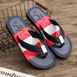 Men’s Red Navy Blue White Flip Flop Sandals – Casual Beach Slides – Lightweight Summer Slippers I