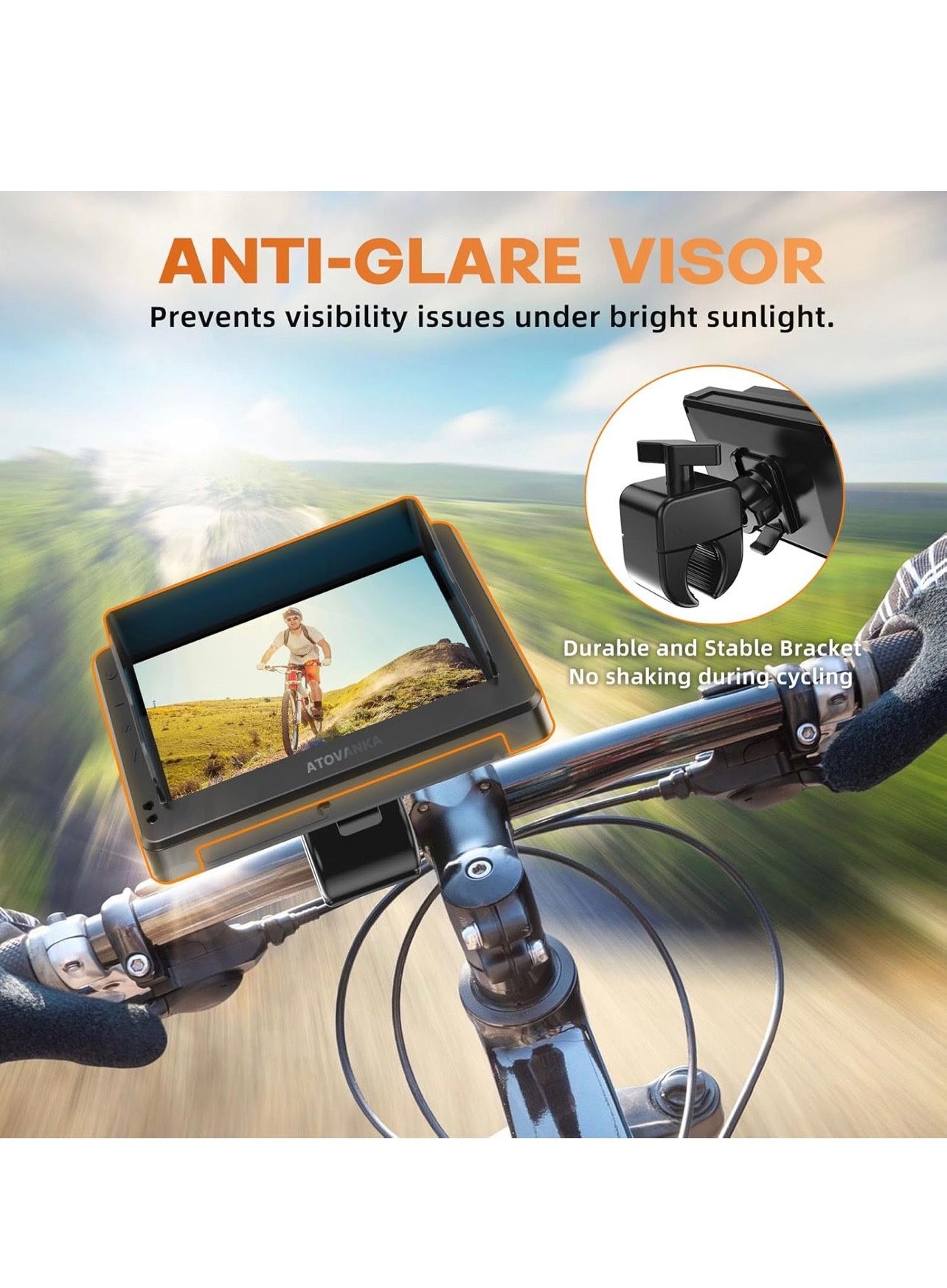 Bike Rear View Camera, Bicycle Mirror Camera Bulit in 8000mAh Rechargeable Battery,4.3" HD 1080P Monitor Bicycle Rear View Mirror Camera for Any Bike