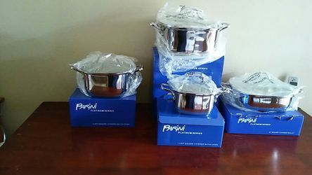 DUTCH OVEN 7QT.STAINLESS STEEL POT WITH LID, KITCHEN COOKWARE, IN BOX, BY  PARINI