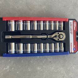 New Hyper Tough 21 Piece 1/2-inch Drive Ratchet and Socket Set, Standard Sockets (SAE & MM)
