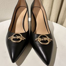 Coach Black Leather 3,5 In Heels  9,5B Size 
