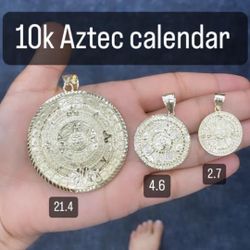 10k Aztec Calendar Pendant 