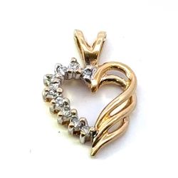 Woman’s Ladies 14k Yellow Gold Diamond Heart Charm Pendant For Necklace GP3113237