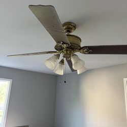 Two Hunter Brass Ceiling Fans 
